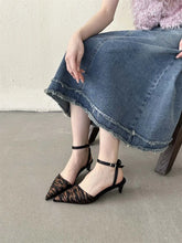 LBSFY  -  Sexy Women Sandals Pointed Toe Summer Dress Shoes Ankle Strap Thin Mid Heels Black Brown Fashion Party Pumps Sandals Size 35-39